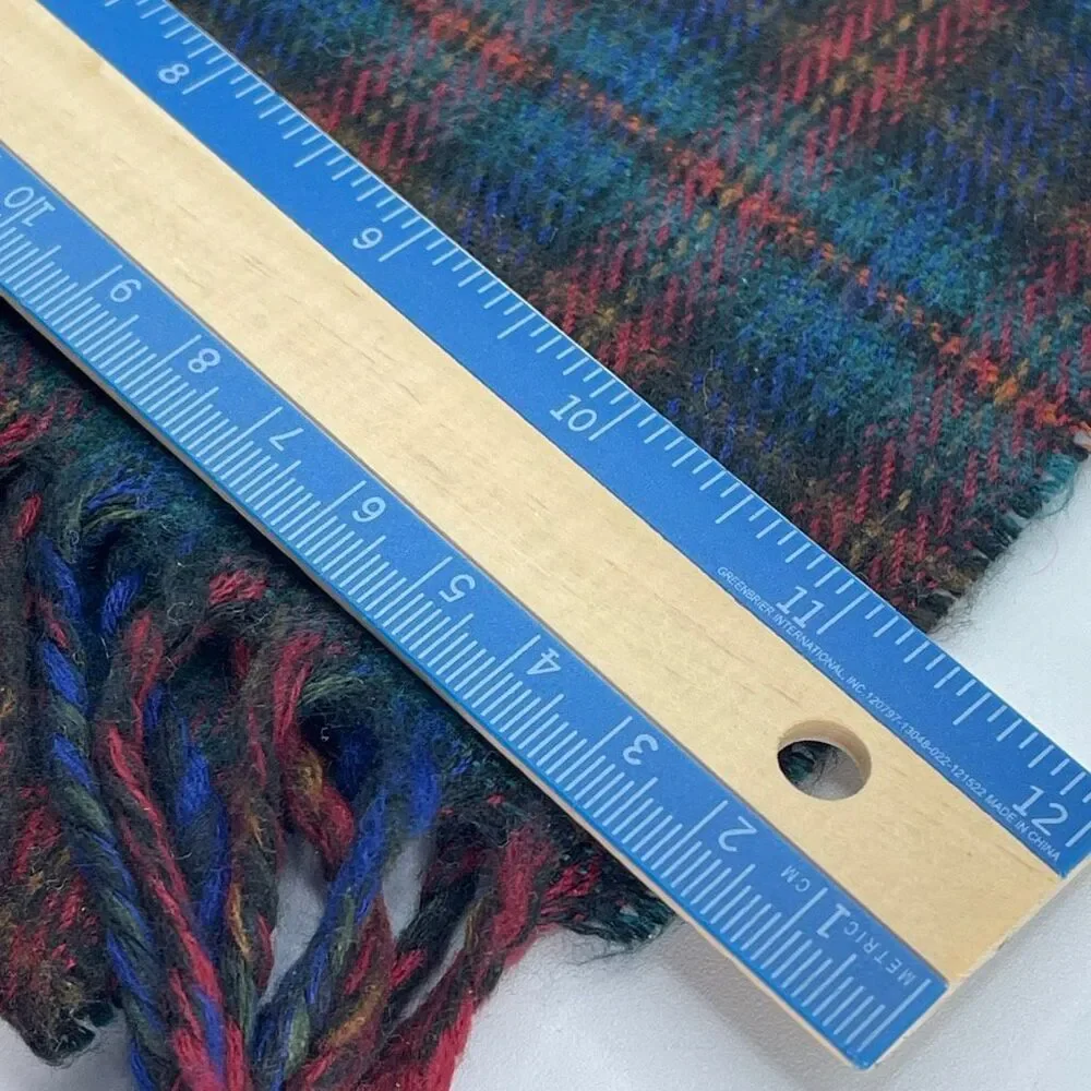 Vintage Christian Dior plaid 56”X11.5” scarf fringe